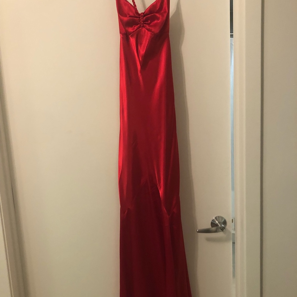 Red silk dress